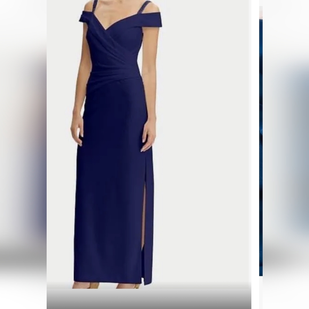 Lauren Ralph Lauren navy blue evening gown. Size 8 altered in length for 5'2".
